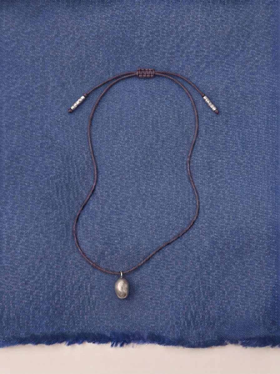 Silver "Huevito" String Necklace